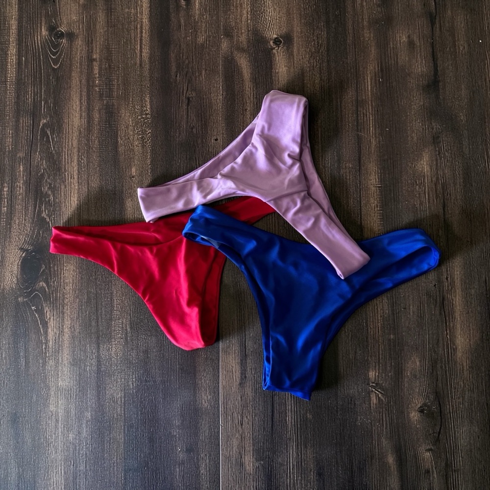 Stylish Women's Bikini Set - Red, Purple, and Blue